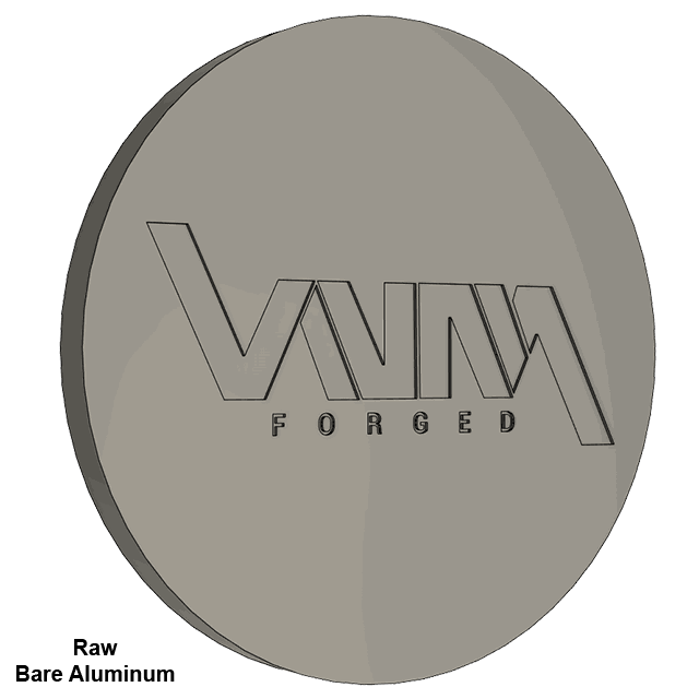 Raw bare aluminum finish of VNM Forged floating cap for 10x285.75 wheel, compatible with major brands including American Force and Forgiato