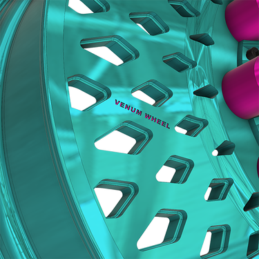 vnm forged v-5 dually wheels. candy teal and pink spikes, similar to axe wheels, ddc wheels, liberty forged, and amani forged