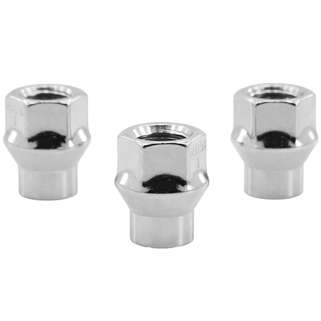12x1.25 steel extended thread open end lug nuts 1" tall economical conical seat lug nuts