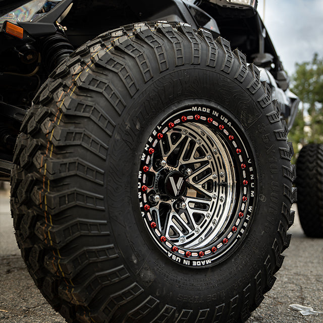 off road tires, utv tires, efx on a can am x3 with vnm forged wheels 15x8 polished