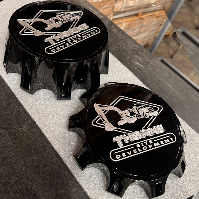 10x285 floating caps, front and rear with custom logo caps, for american force, jtx, forgiato, fuel forged floating center caps, wheel caps, custom wheel caps