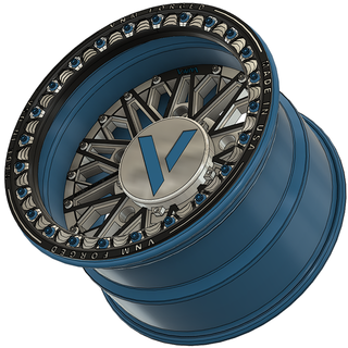 5x205 mm custom forged wheels funco tatum VNM forged made in usa for sandrails Volkswagen sand wheels beadlock blue black custom powder coated billet caps blue milled color dune buggy 