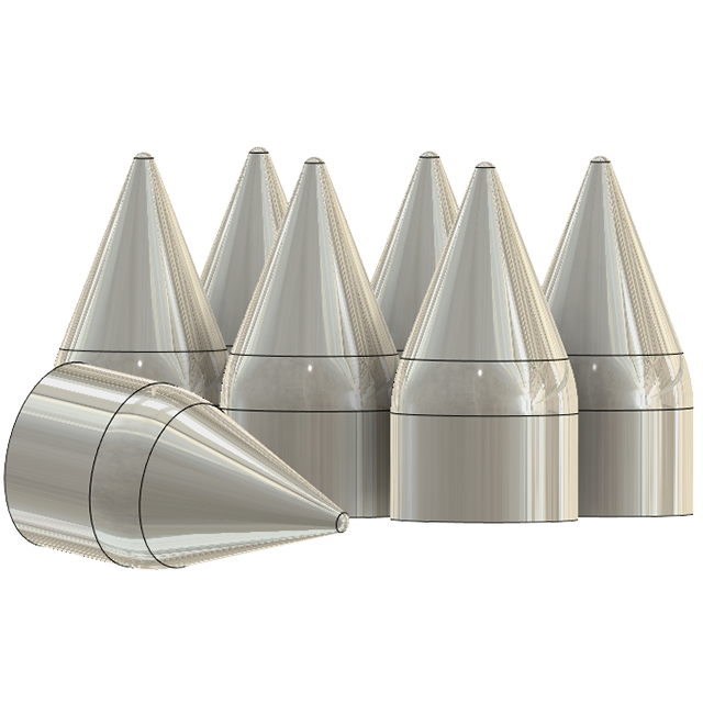 33 MM Billet Aluminum Spikes Caps 22x1.5 Thread On Lug Nut Covers Style