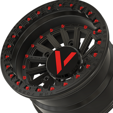 5x205 mm custom forged beadlock wheels by VNM Forged for LS sandrails, made in USA, Volkswagen sand wheels in 17x10, 17x12, 17x11 17x14 sizes,  black powder coated finish, suitable for high horsepower dune buggies Mobelwagen