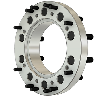 top piece of a 8x275 to 10x285.75 mm hub centric wheel adapters spacers for chevy 4500 5500 8 big lug top kick kodiak 