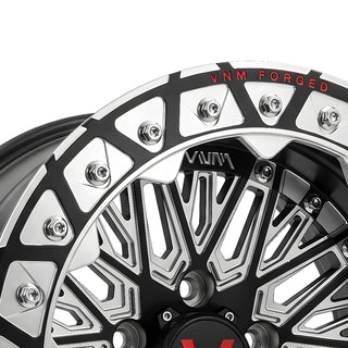 close up for AR-3 beadlock rings for vnm forged wheels , custom black and machine finish