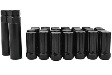 14X1.5 7-SPLINE LUG NUTS 2" TALL BLACK + KEY (ON SALE)