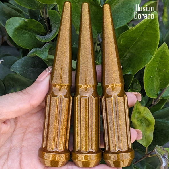 20 Pc 1/2-20 7-Spline Spike Lug Nuts 4.5" Tall - Powder Coated + Key Socket