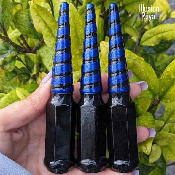 20 Pc 9/16-18 Black Widow Spike Lug Nuts 4.5" Tall - Powder Coated + Key Socket
