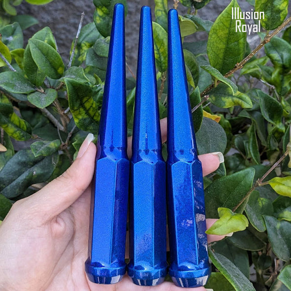 32 Pc 9/16-18 Spike Lug Nuts 6" Tall - Powder Coated - Various Colors