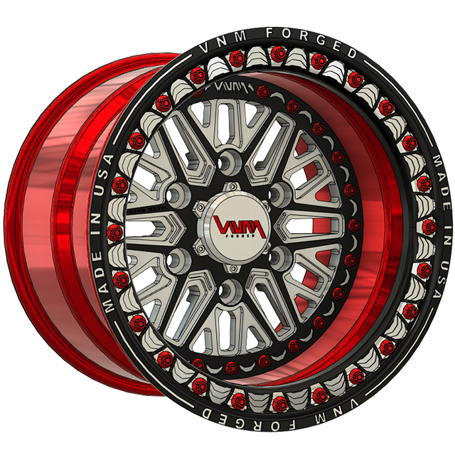 VNM Forged V-1 The Argo beadlock wheel compatible with Can-Am Maverick R, featuring 6x5.5 bolt pattern, ideal for off-road side-by-side UTVs, comparable to Raceline rims and Method wheels off roading