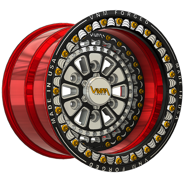 VNM-Forged-V-7 beadlock wheels, 6x5.5 bolt pattern, for Can-Am-Maverick-R side-by-side, rivaling Raceline-rims, Method-wheels, and Hostile-wheels , by venum wheel custom