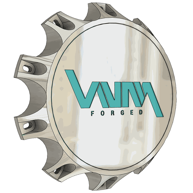 Polished VNM Forged billet floating caps by Venum Wheel for 10x285.75 wheels with custom engraving options