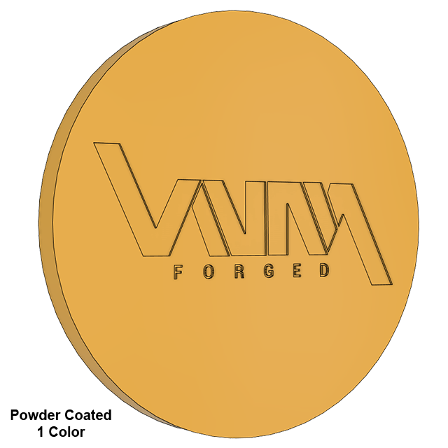Gold powder coated single color VNM Forged floating cap for 10x285.75 wheel, compatible with Specialty Forged ,fuel forged, and liberty forged.