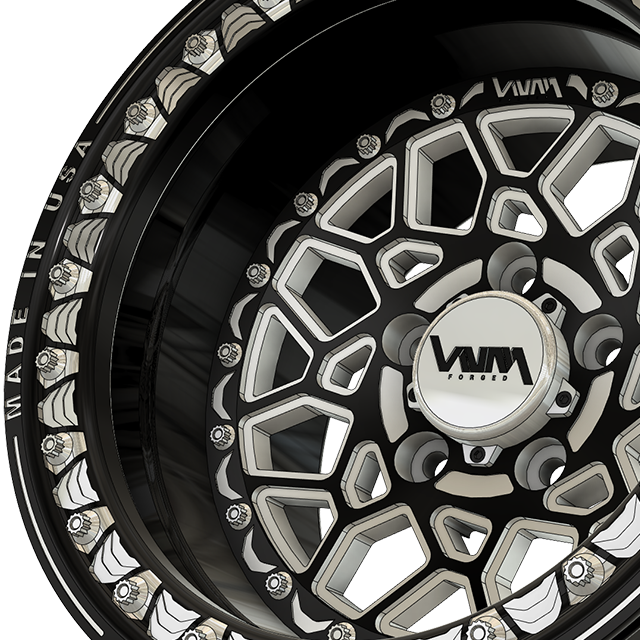Elite VNM Forged Beadlock Wheels crafted in USA for RZR, comparable to Weld Racing Wheels and Hostile Rims in performance