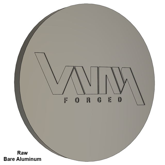 Raw bare aluminum finish of VNM Forged floating cap for 10x285.75 wheel, compatible with major brands including American Force and Forgiato