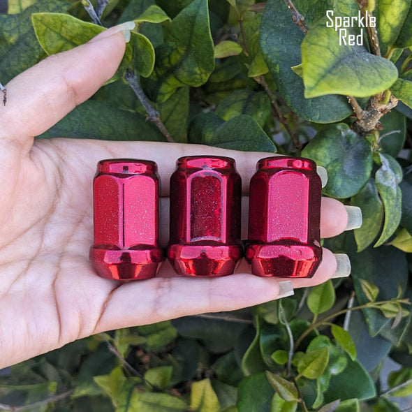 24 Pc 12x1.5 Short Acorn Closed End Lug Nuts 1.36" Tall - Powder Coated