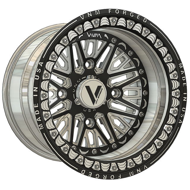 VNM FORGED by Venum Wheel - V-1 Argo beadlock UTV wheel in black polish for Can-Am Maverick X3 and other models, USA-made