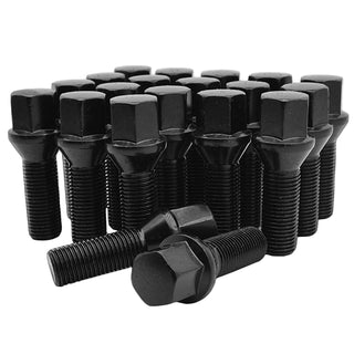 black conical bolt wheel lug bolts m14x1.5 tapered wheel nuts bmw mercedes porsche audi volkswagen
