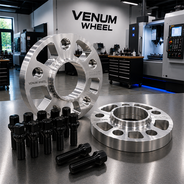 hub centric wheel spacers with 14x1.25 acorn wheel bolts in black