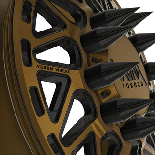 vnm forged v-11 custom forged wheels, in black and bronze similar to forgiato, big rig, and ddc wheels