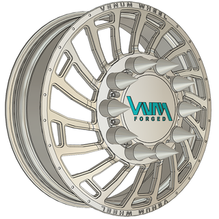 A custom forged aluminum VNM wheel with a milled design and center cap featuring the VNM logo.