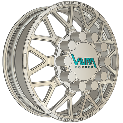 California King Dually VNM Forged Aluminum Wheels W/ Adapters & Billet Caps