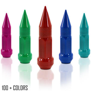 12x1.5 Short Spike Lug Nuts - Various Colors Durable Custom Color Powder Coating Aftermarket Conical Seat Lug Nuts