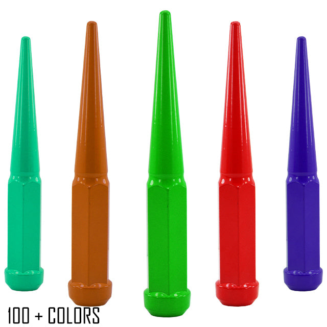 6 inch tall spike custom color durable powder coating aftermarket conical seat lug nuts