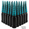 20 pcs 9/16-18 black and candy teal twist swirl spike lug nuts black widow 