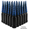 24 pcs 14x1.5 black and illusion blue berg twist swirl spike lug nuts black widow 