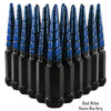 1 pc 14x1.5 black and illusion blue berg twist swirl spike lug nuts black widow 