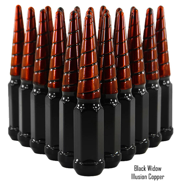 1 Pc 12x1.5 Black Widow Spike Lug Nuts 4.5" Tall - Powder Coated