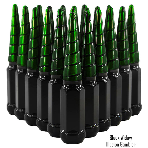 1 Pc 12x1.5 Black Widow Spike Lug Nuts 4.5" Tall - Powder Coated