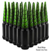 32 pcs 9/16-18 black and illusion lime time twist swirl spike lug nuts black widow 