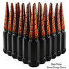 24 pcs 14x2 black and illusion orange cherry twist swirl spike lug nuts black widow 
