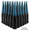 1 pc 14x1.5 black and illusion pacific twist swirl spike lug nuts black widow 