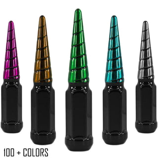 20 pcs 9/16-18 black widow multiple colors twist swirl spike lug nuts main picture