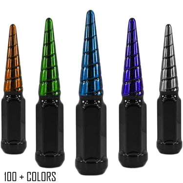 24 pcs 12x1.5 black widow multiple colors twist swirl spike lug nuts main picture