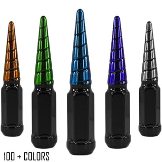 20 pcs 12x1.25 black widow multiple colors twist swirl spike lug nuts main picture