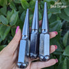 1 pc 12x1.5 candy black chrome spike lug nuts 4.5" tall powder coated durable coating