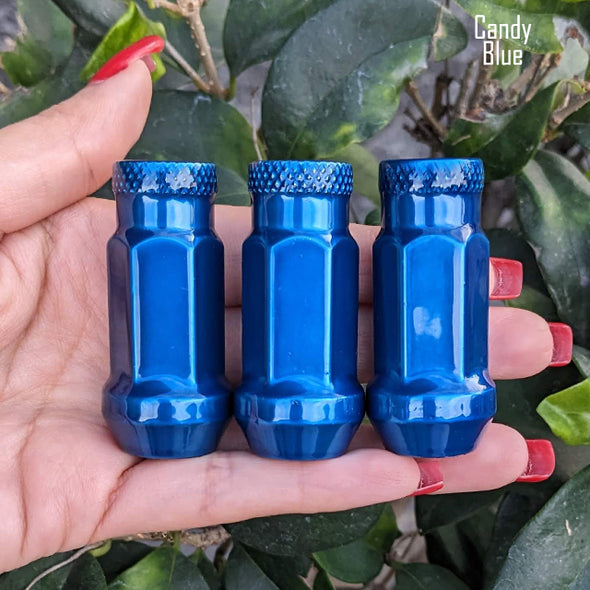 24 Pc 9/16-18 Open End Racing Lug Nuts 2" Tall - Powder Coated