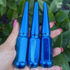 1 pc 1/2-20 candy blue spike lug nuts 4.5" tall powder coated durable coating