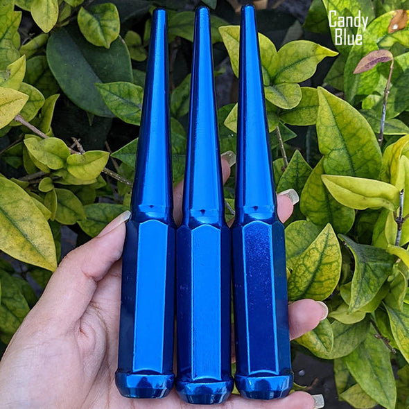 32 Pc 14x2 Spike Lug Nuts 6" Tall - Powder Coated - Various Colors