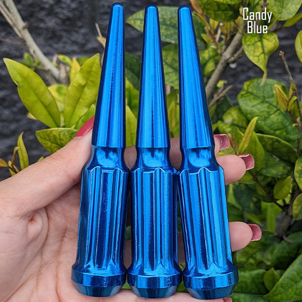 1 Pc 1/2-20 7-Spline Spike Lug Nuts 4.5" Tall - Powder Coated