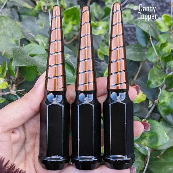 20 Pc 14x2 Black Widow Spike Lug Nuts 4.5" Tall - Powder Coated + Key Socket