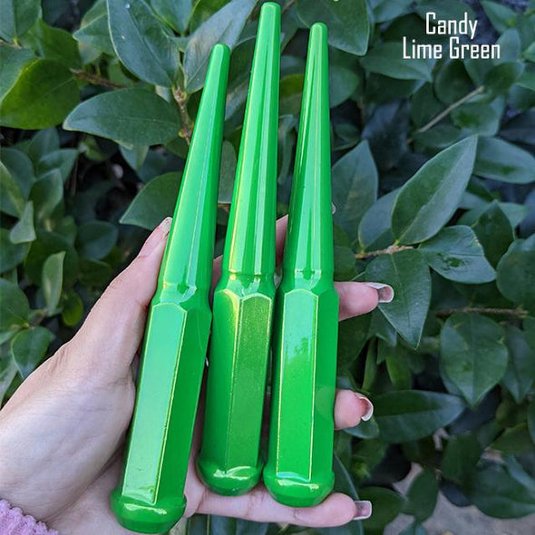 20 Pc 1/2-20 Spike Lug Nuts 6" Tall - Powder Coated - Various Colors