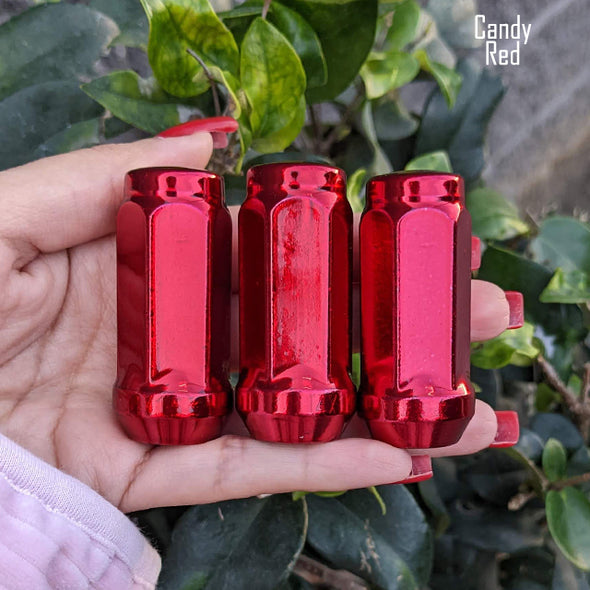 24 Pc 14x2 Acorn Closed End Lug Nuts 2" Tall - Powder Coated