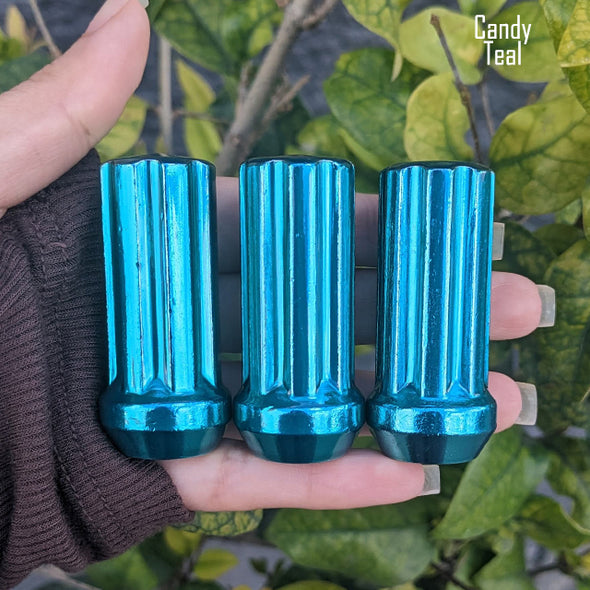 32 Pc 1/2-20 7-Spline Lug Nuts 2" Tall - Powder Coated + 2 Key Sockets