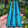 1 pc 1/2-20 candy teal spike spline lug nuts 4.5" tall powder coated durable coating